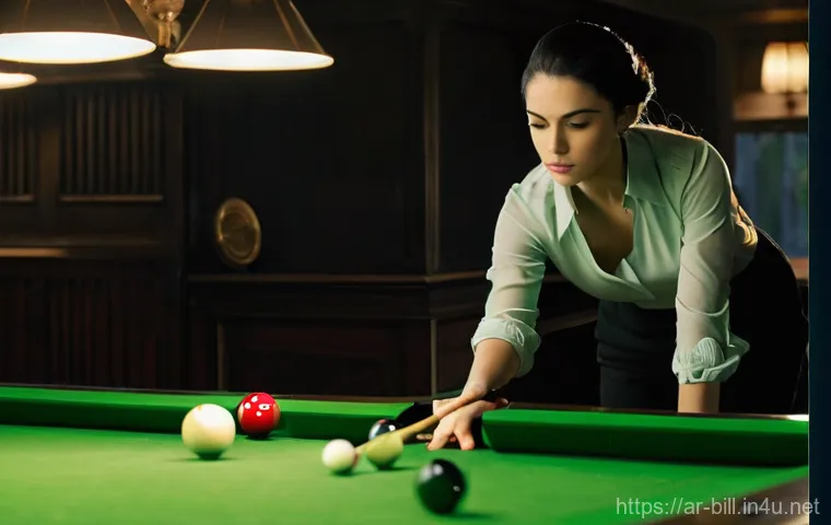 당구 경기 중 긴장 완화법 - **Prompt: The Inner Game of Focus and Visualization**
    "A male billiards player, appearing to be ...