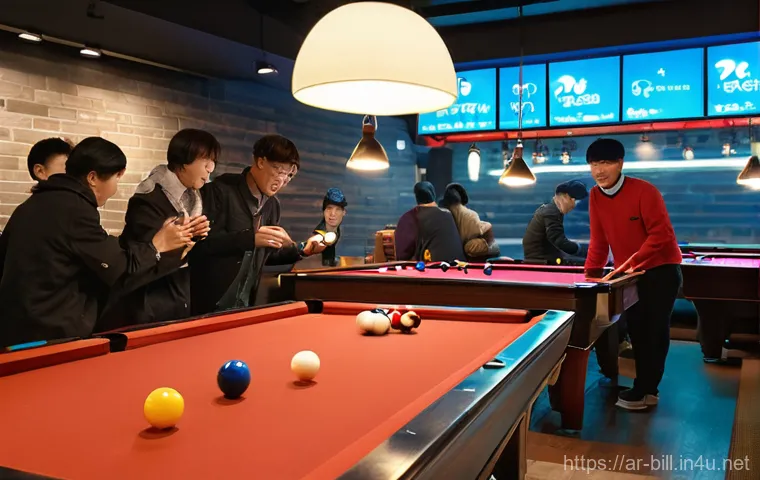 인천 당구장 추천 - **"A beautifully designed, modern billiard hall in Incheon, South Korea, featuring sleek, polished 3...