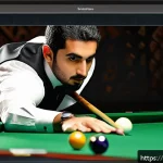 Home 23 온라인 당구 커뮤니티 - A vibrant digital billiards community forum scene featuring diverse Arabic-speaking players engaged ...